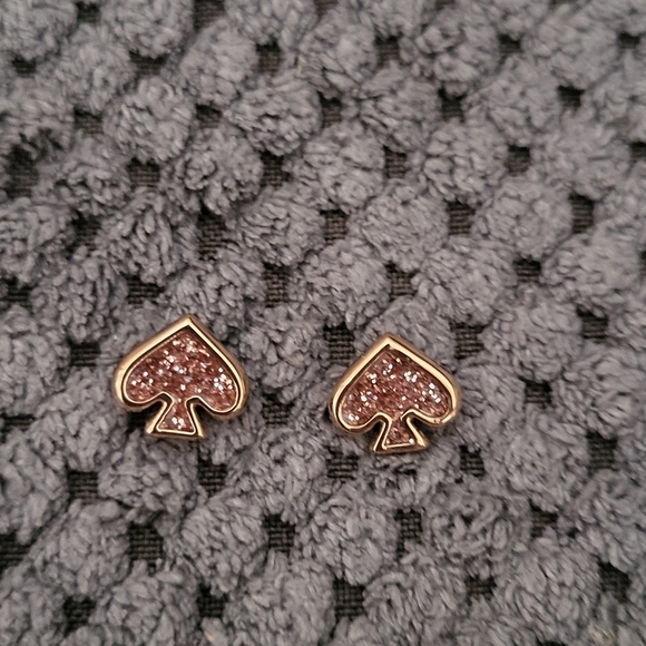 Kate Spade Stud Earrings with Pink Glitter Inlay - Picture 3 of 5